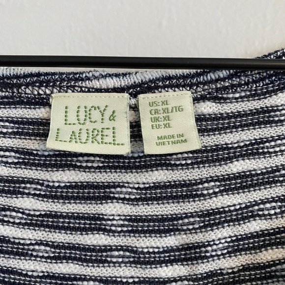 Lucy & Laurel Long Sleeve Knit Top Blue/White Striped XL Made in UK - Picture 3 of 7